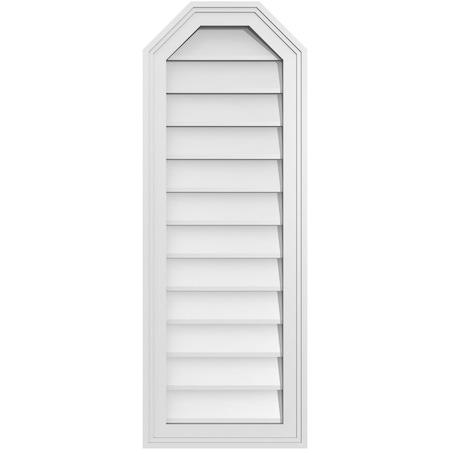 Ekena Millwork Octagonal Top Surface Mount PVC Gable Vent w/ 2"W x 1-1/2"P Brickmould Frame, 14"W x 38"H GVPOT14X3802SN
